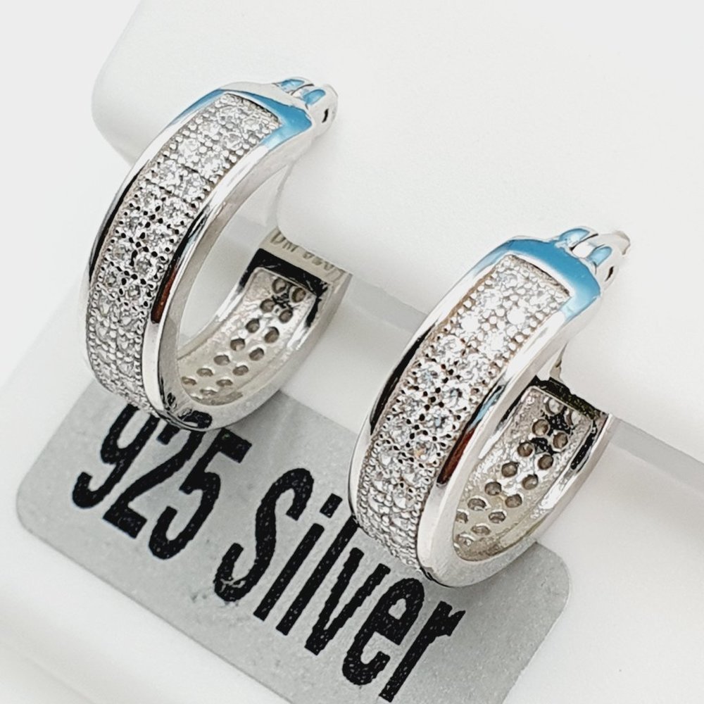 "925 Sterling Silver Cubic Zirconia Earrings, U19254893